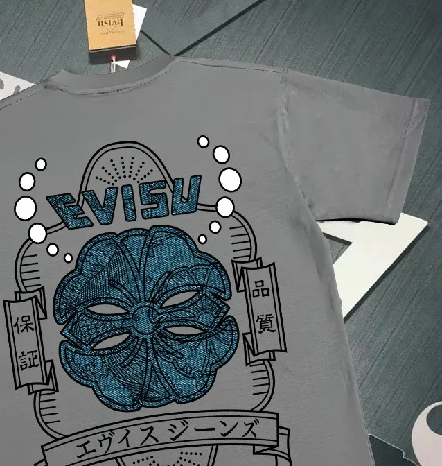 Evisu 2025New Arrival T ⚠ Quality⚠ Same Style T 。 ，Black S-XXL，White S-XXL，Gray M-XXL，Red S-XXL， Red M-XXL